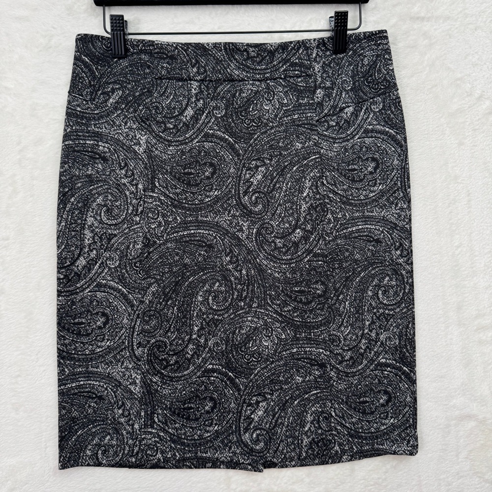 Michael Kors Skirt Womens 8 Black White‎ Paisley Pencil Zipper Career Chic